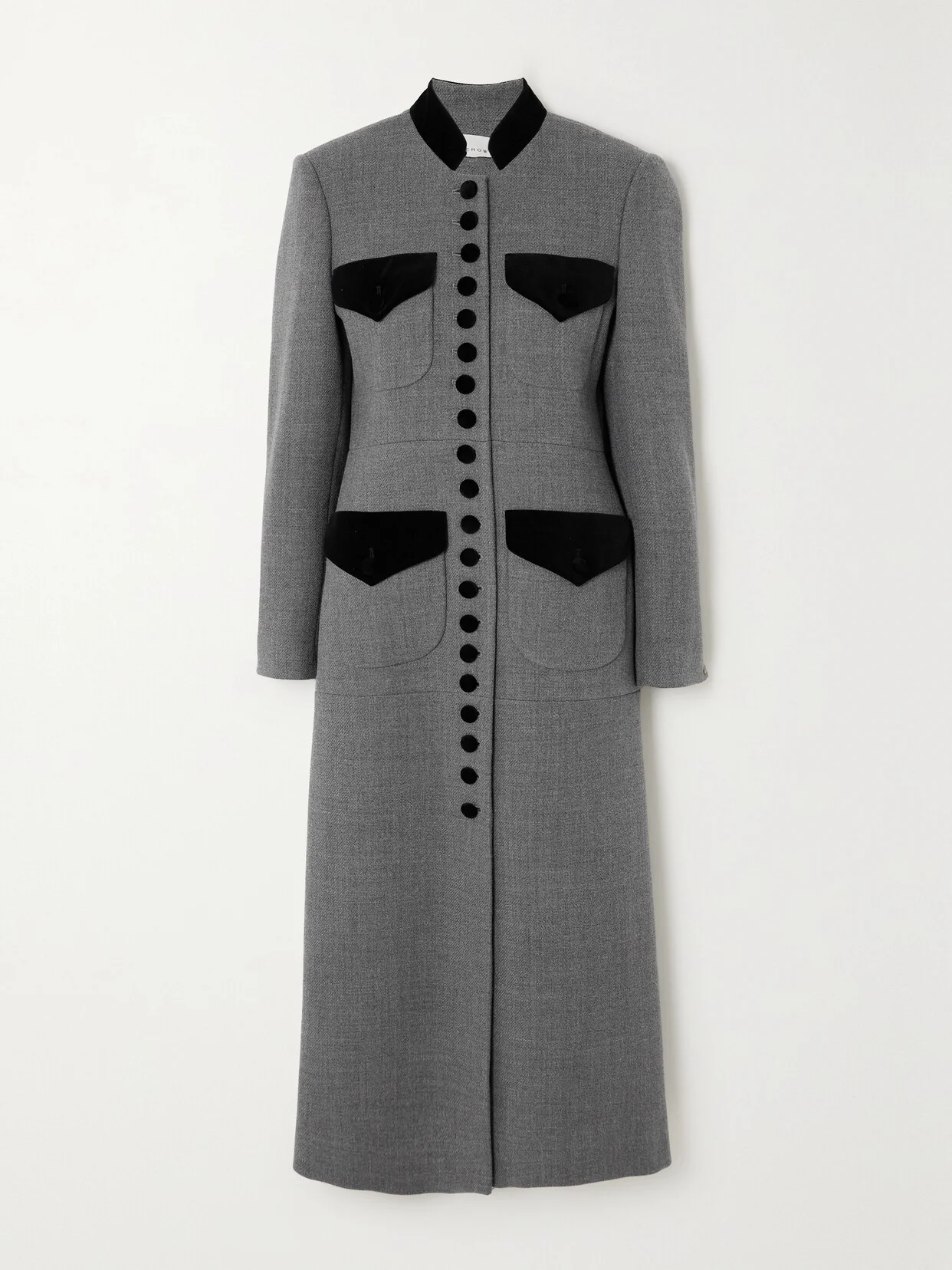 + Net Sustain Velvet-trimmed Wool Coat - 1
