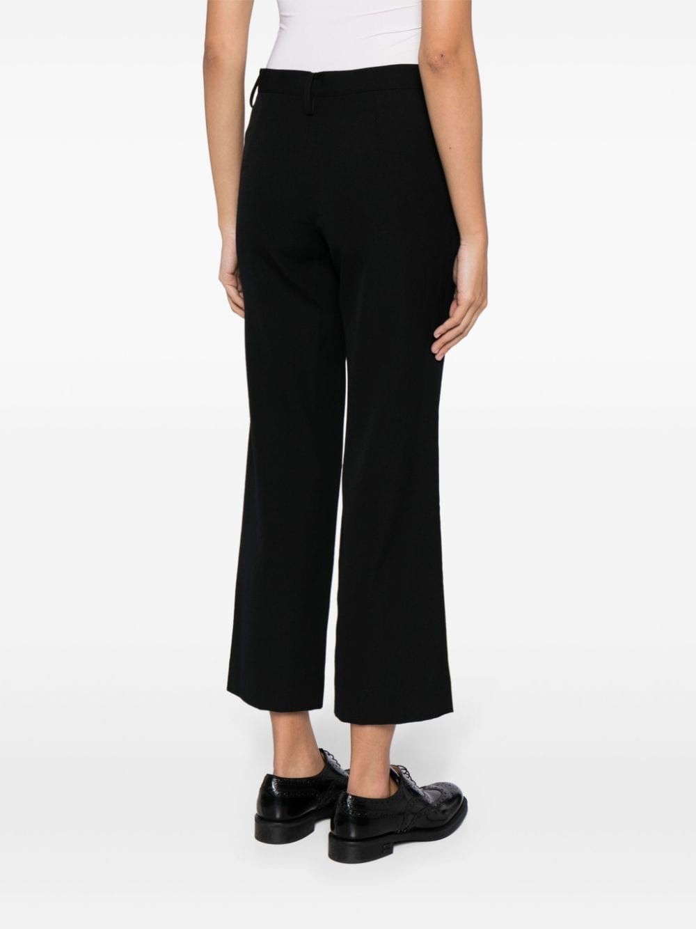 draped-detail cropped wool trousers - 4