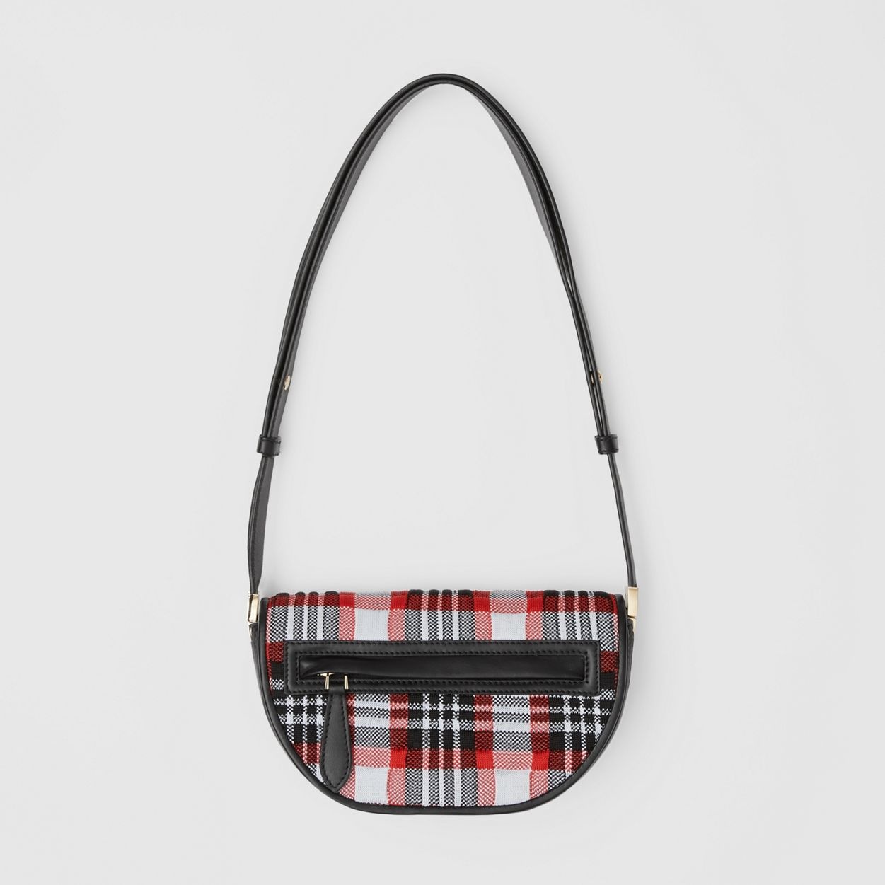 Mini Knitted Tartan and Leather Olympia Bag - 1