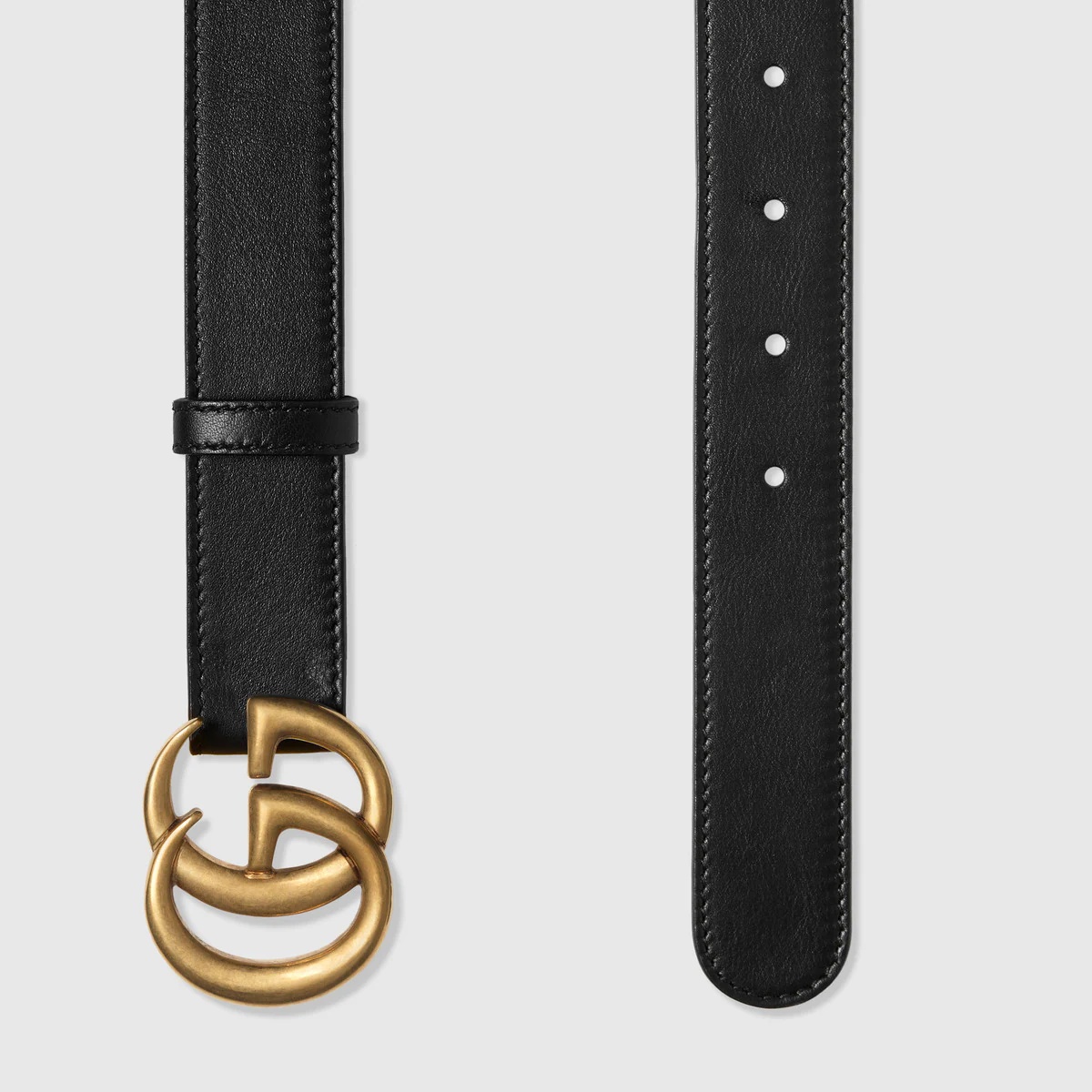 Leather belt with Double G buckle - 2