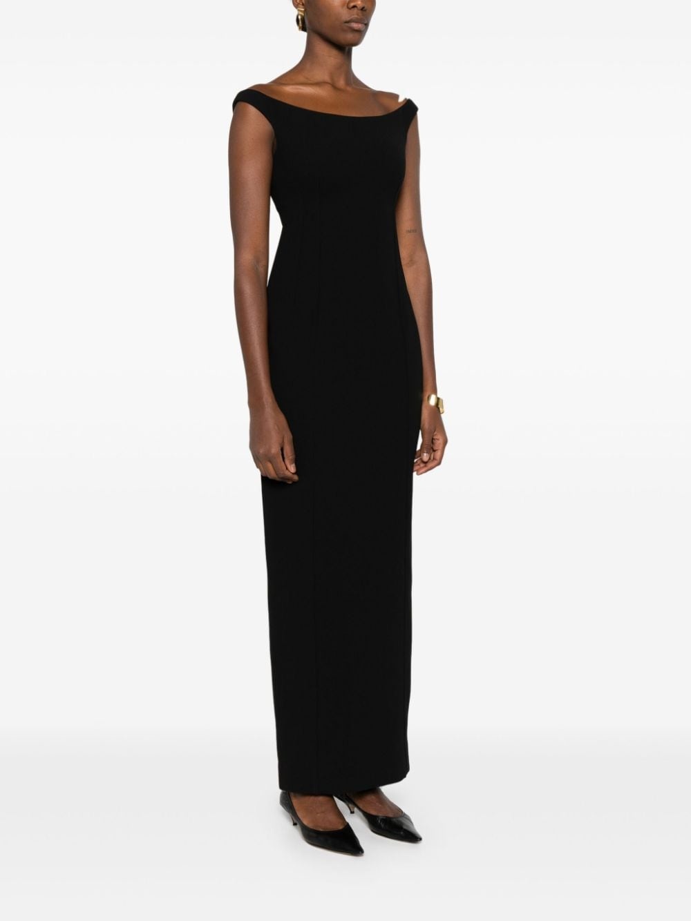 curved off-shoulder maxi dress - 3