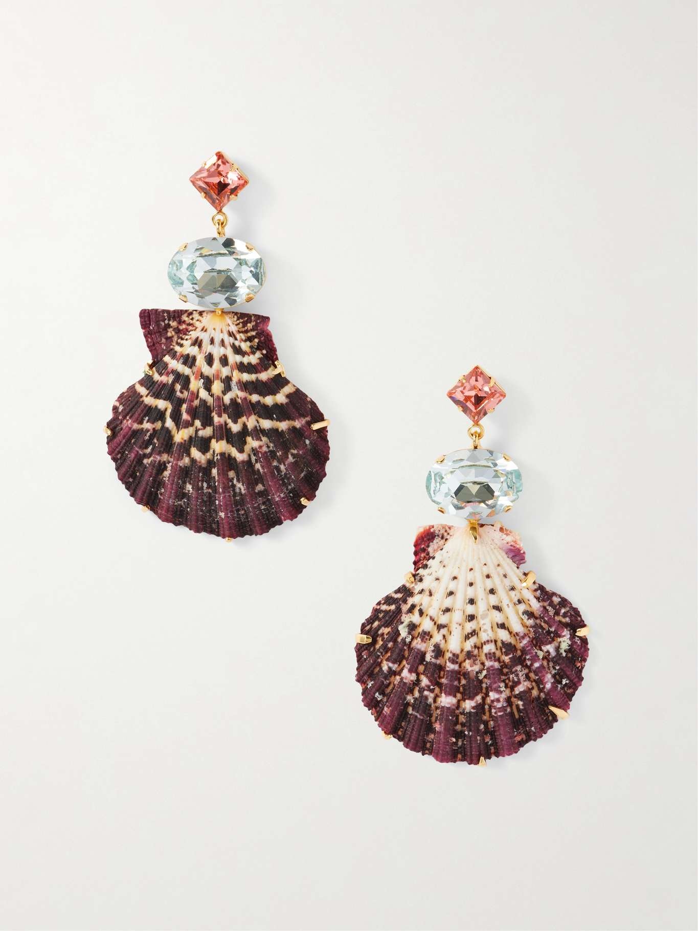Aegean gold-plated, shell and crystal earrings Red - 1