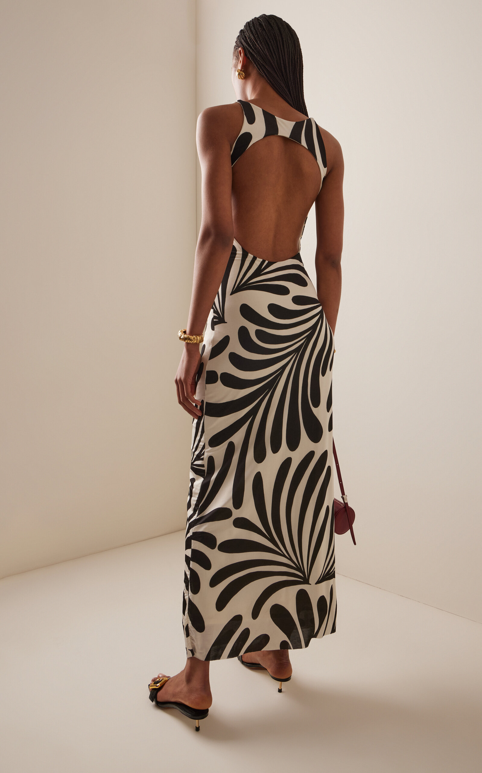 Solange Open Back Jersey Maxi Dress black/white - 4