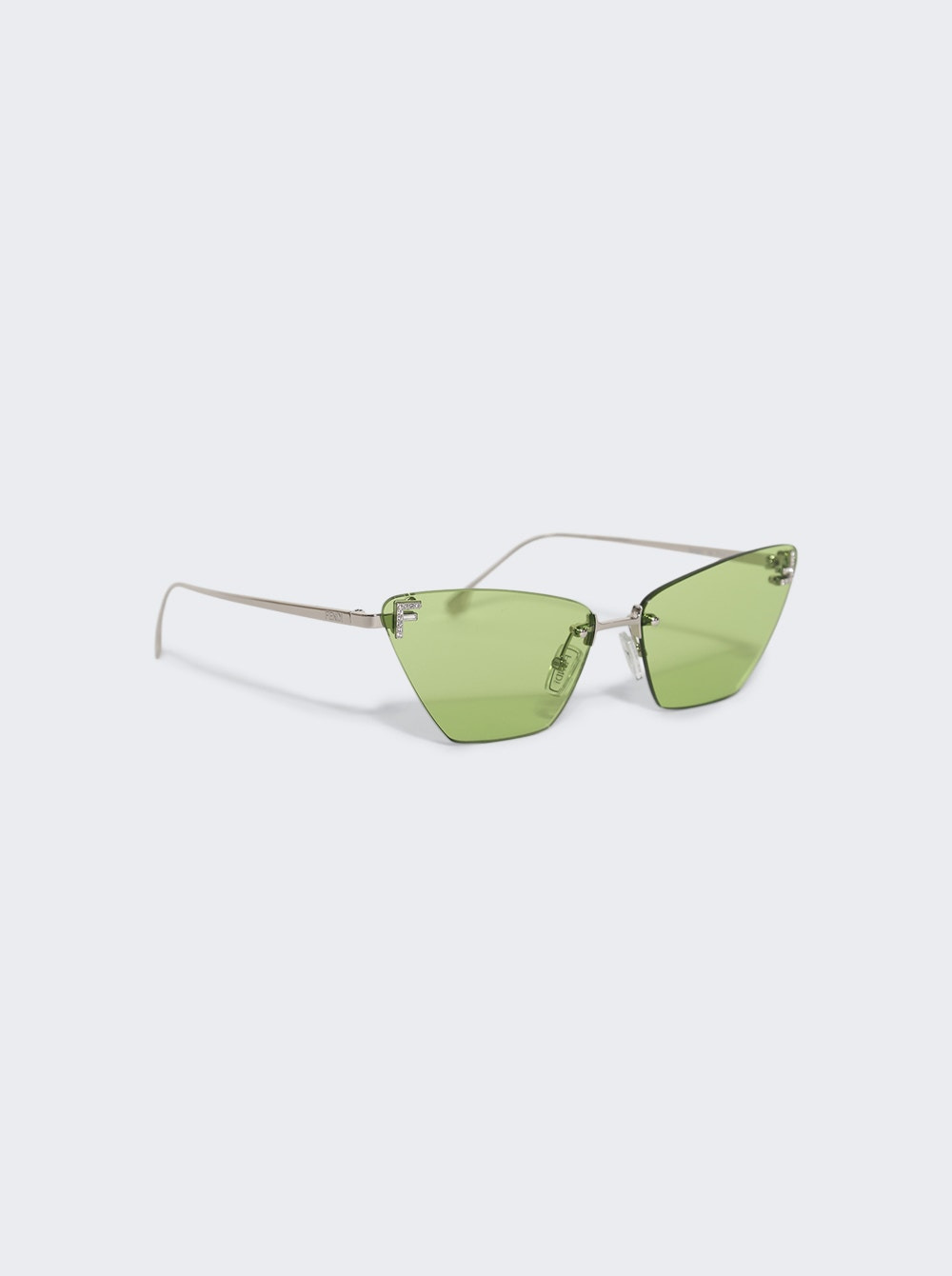 Fendi First Crystal Sunglasses Shiny Palladium And Green Lenses - 2