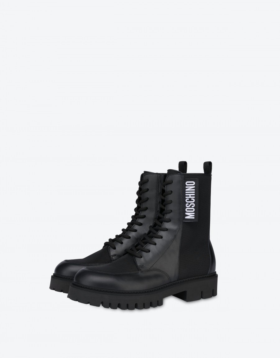 COMBAT BOOTS IN CALFSKIN AND NYLON - 1