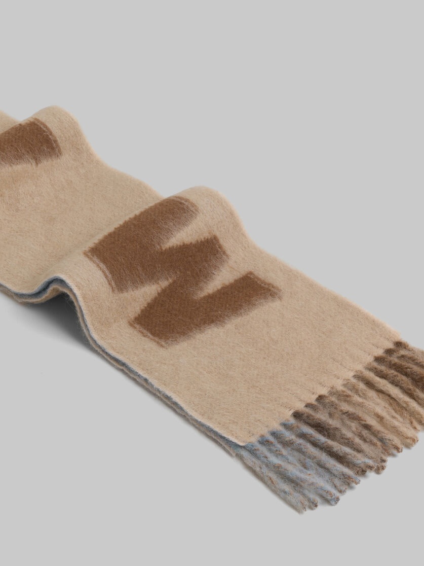 BROWN MOHAIR AND WOOL SCARF WITH MAXI LOGO - 3