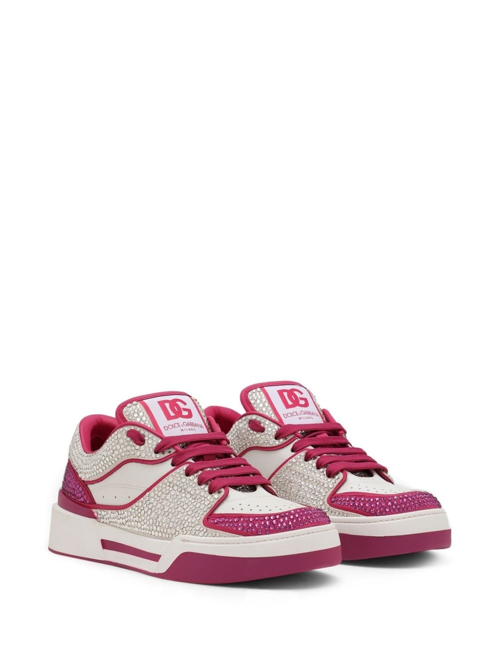 crystal-embellished leather sneakers - 2