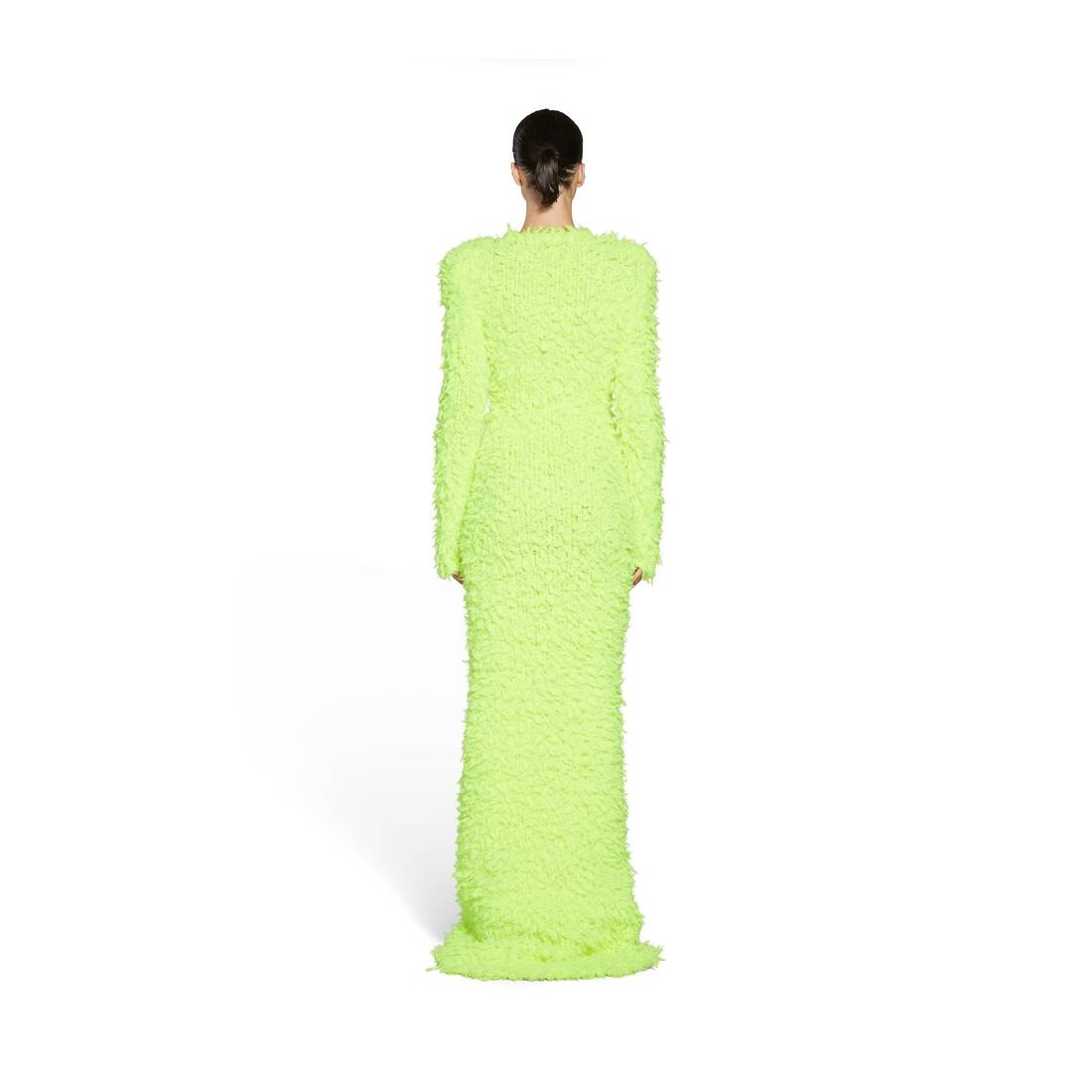 Women's Fluffy Maxi Dress in Fluo Yellow - 4