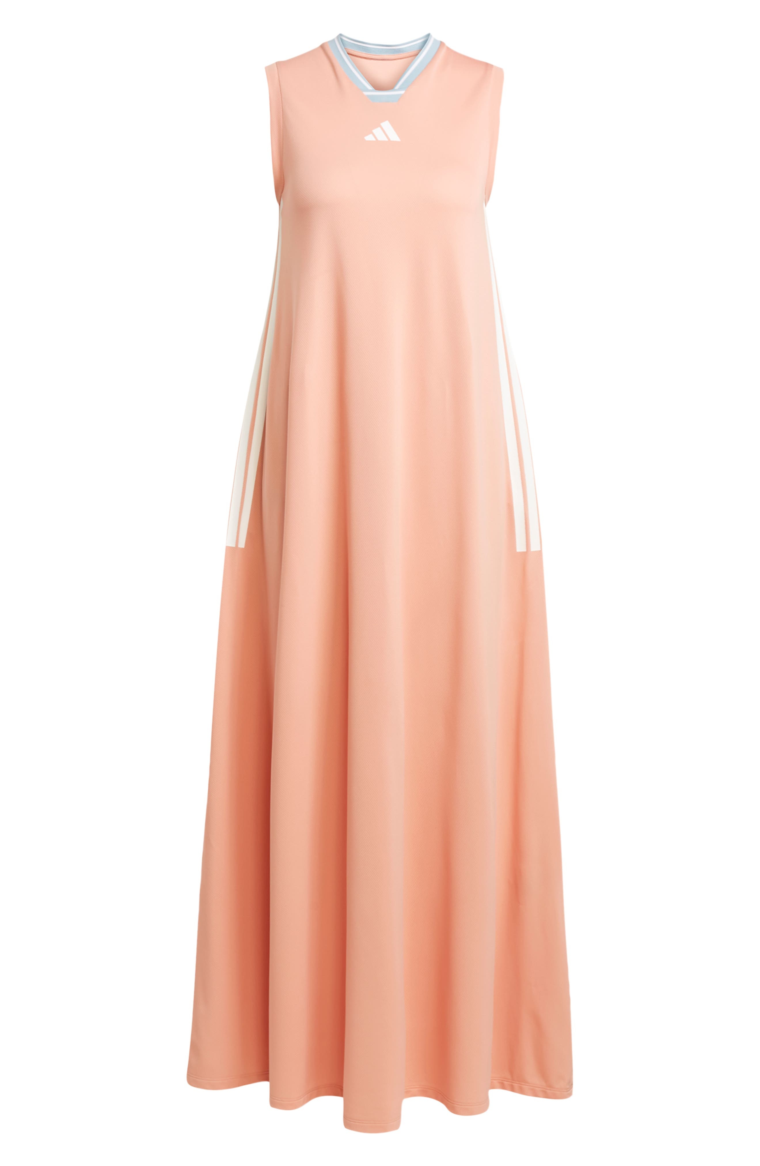 adidas Tiro Recycled Polyester Maxi Dress in Ambient Blush/White at Nordstrom - 5