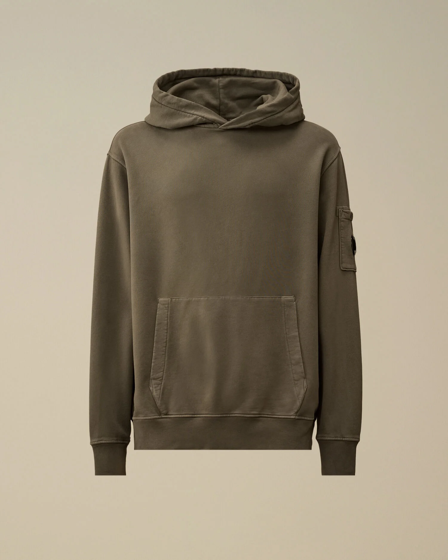 Brushed and Emerized Diagonal Fleece Hooded Lens Sweatshirt - 1