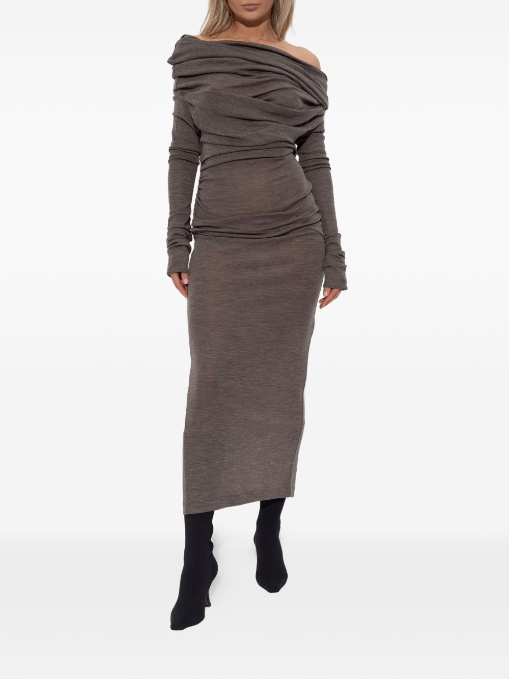 cowl-neck draped dress - 2