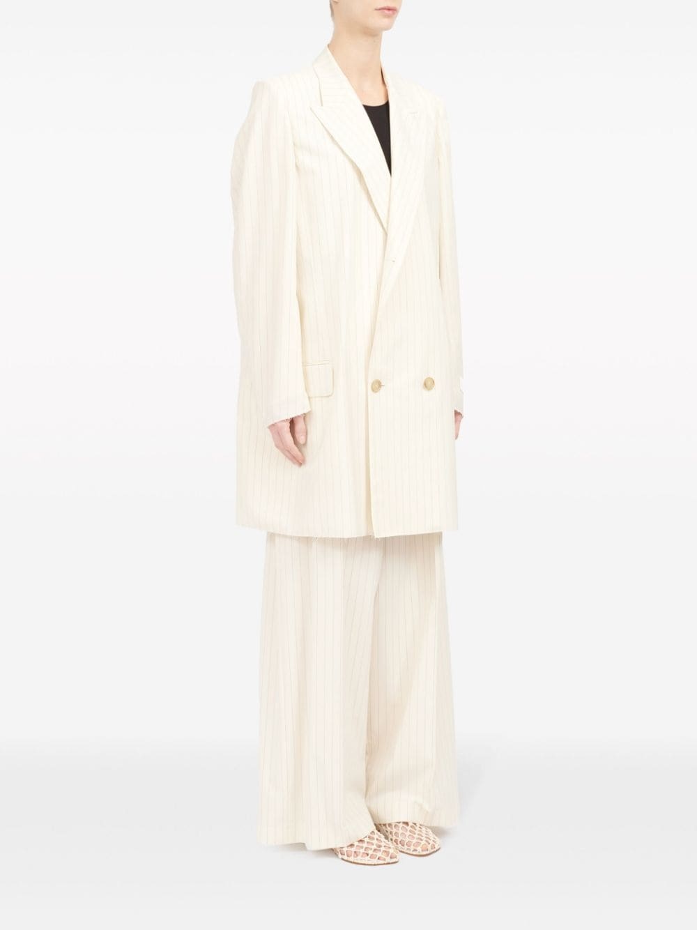 oversized pinstripe double-breasted blazer - 3
