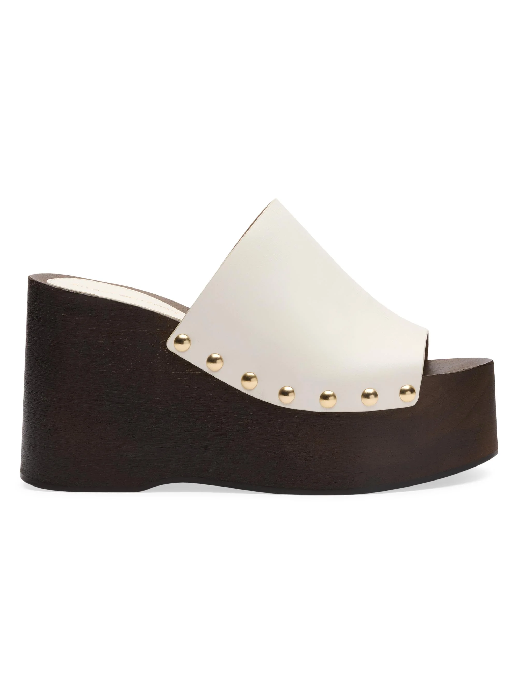 Women's Kate 100MM Leather Clog Slide Sandals - Cream - 1