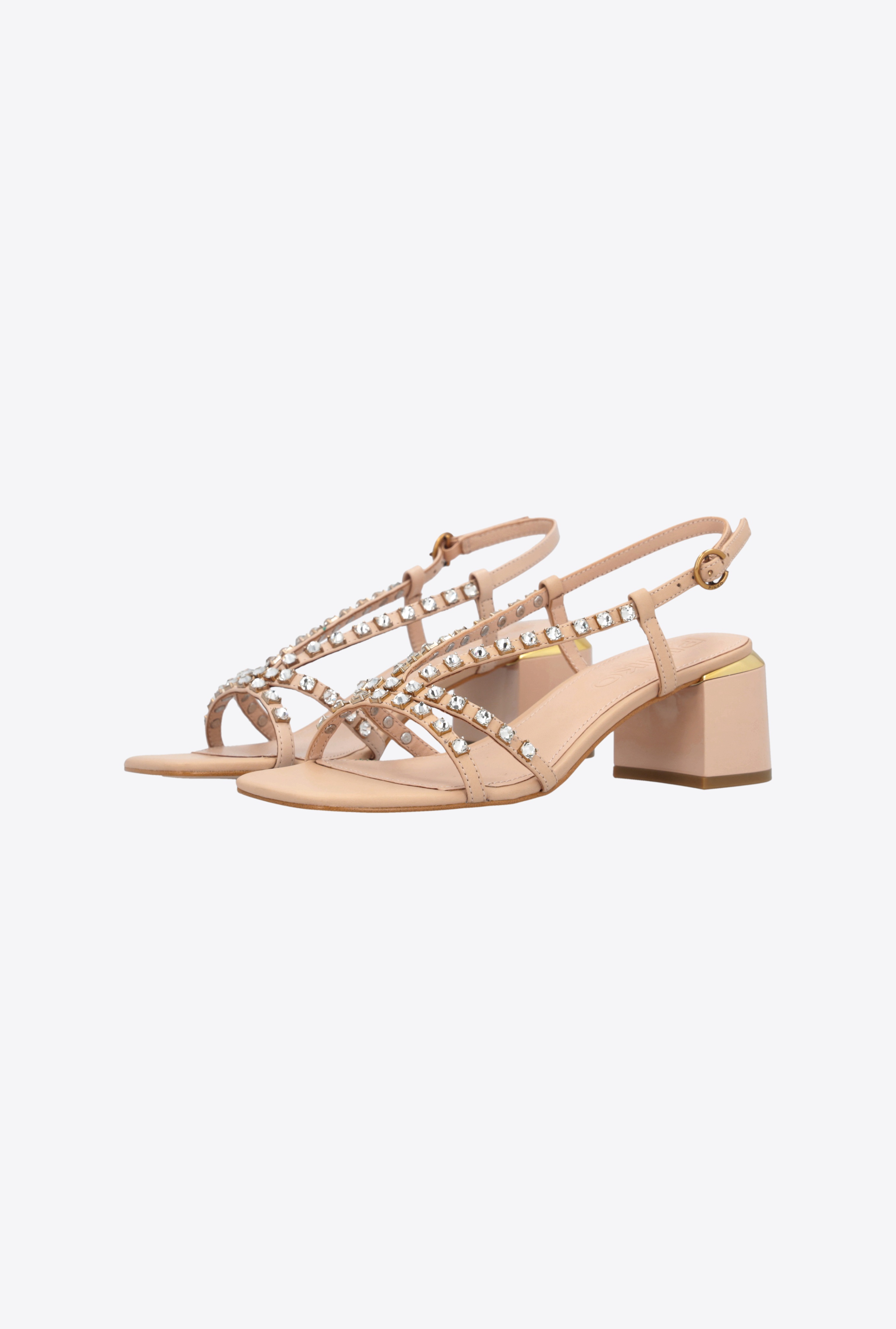 NAPPA LEATHER SANDALS WITH GOLDEN HEEL - 6
