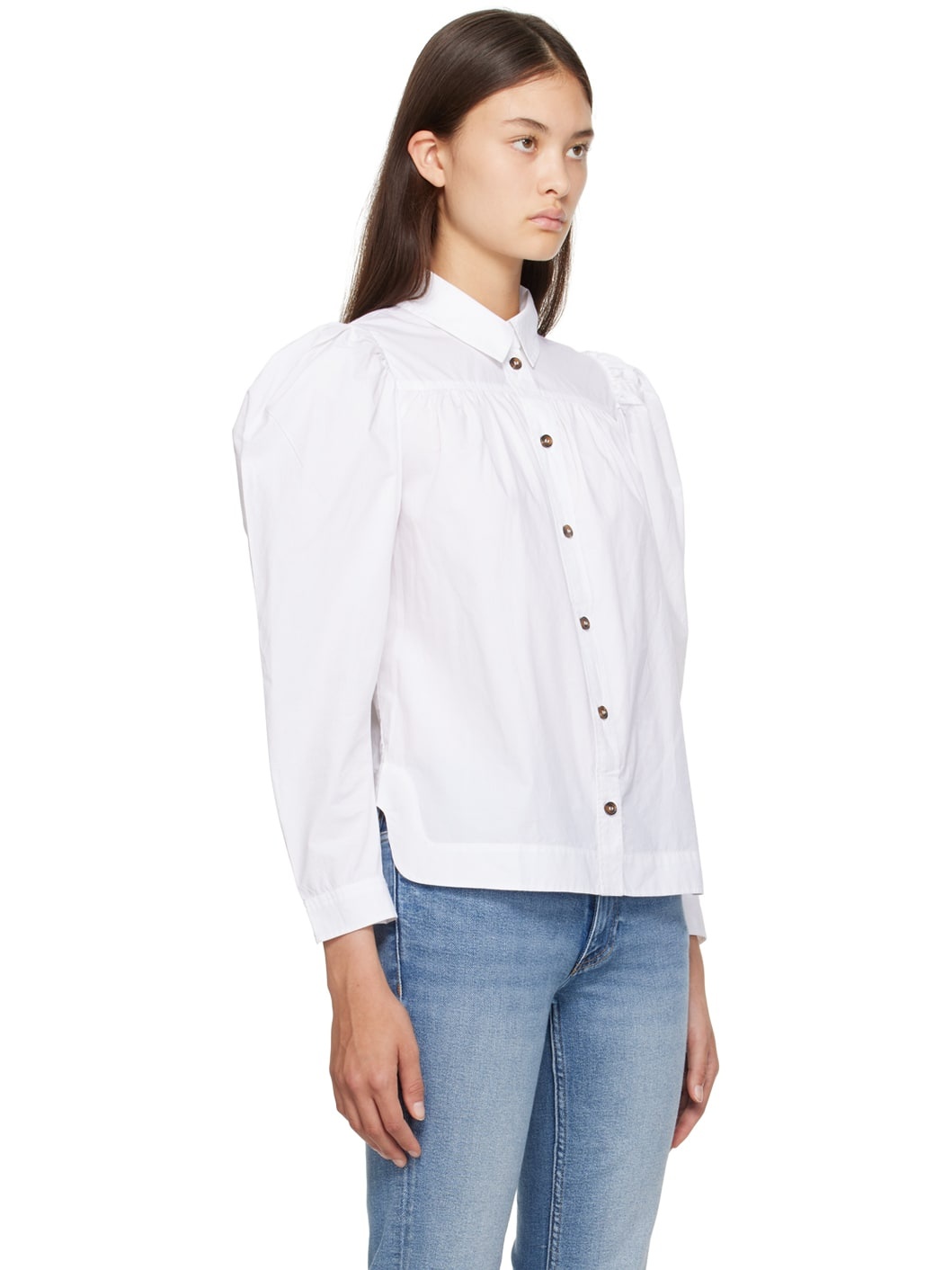 White Puff Sleeve Shirt - 2