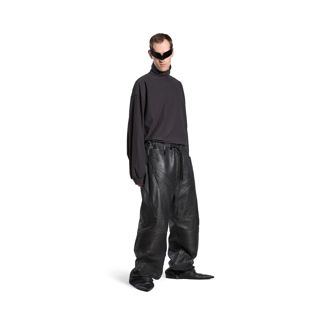 Biker Baggy Pants in Black - 2