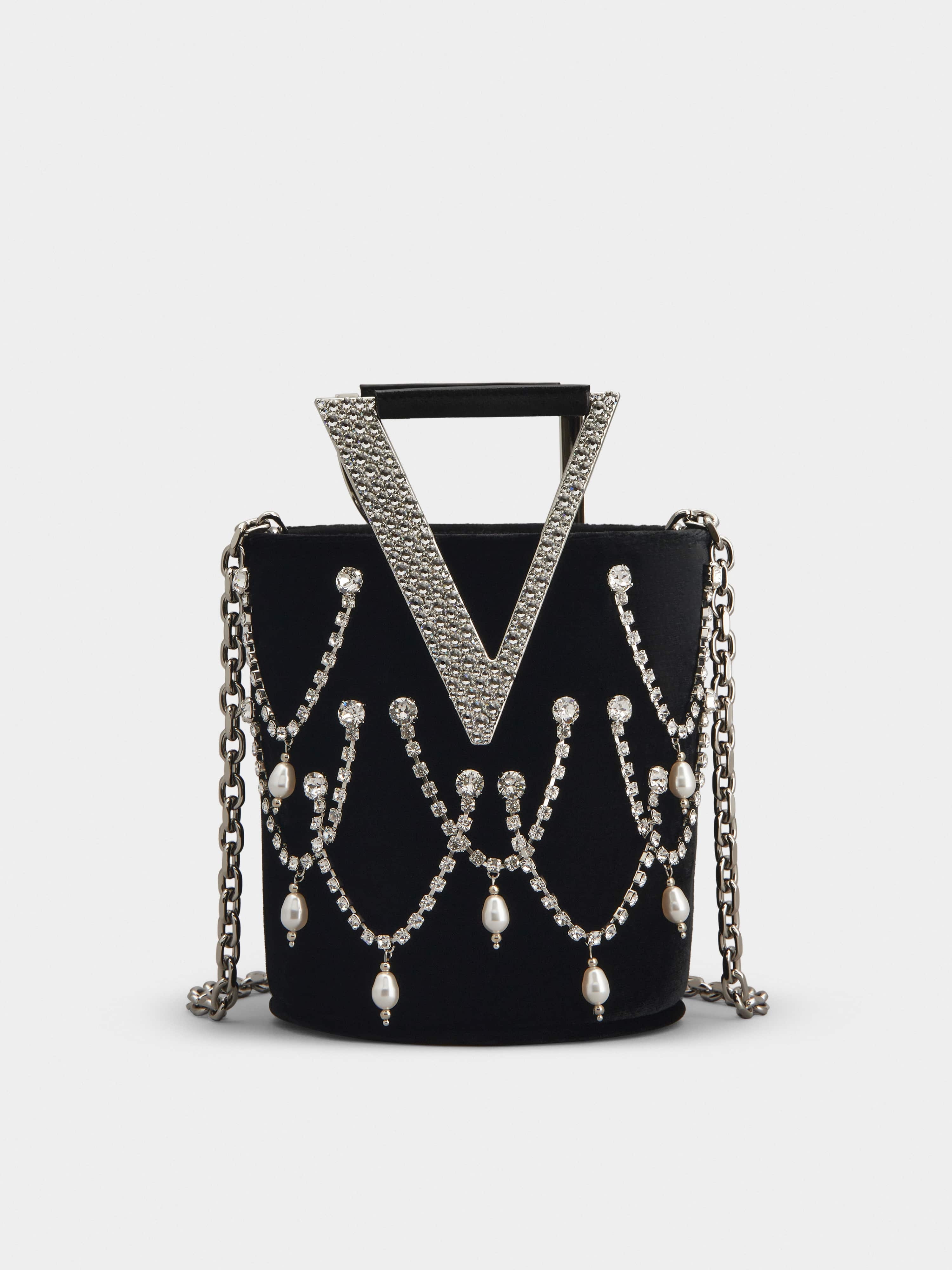 RV Strass Pendant Mini Bag in Velvet - 1
