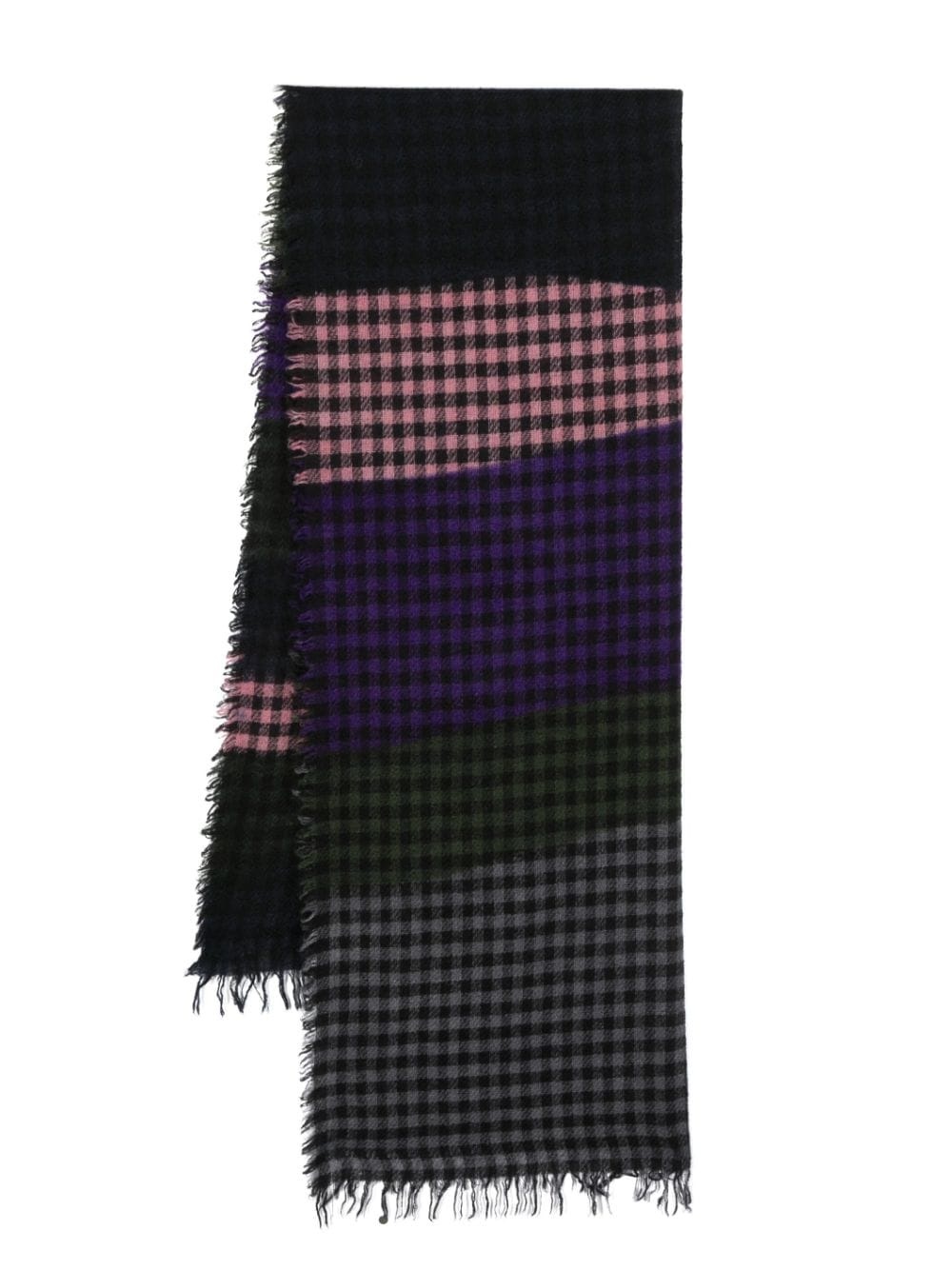 check-pattern wool-blend scarf - 1