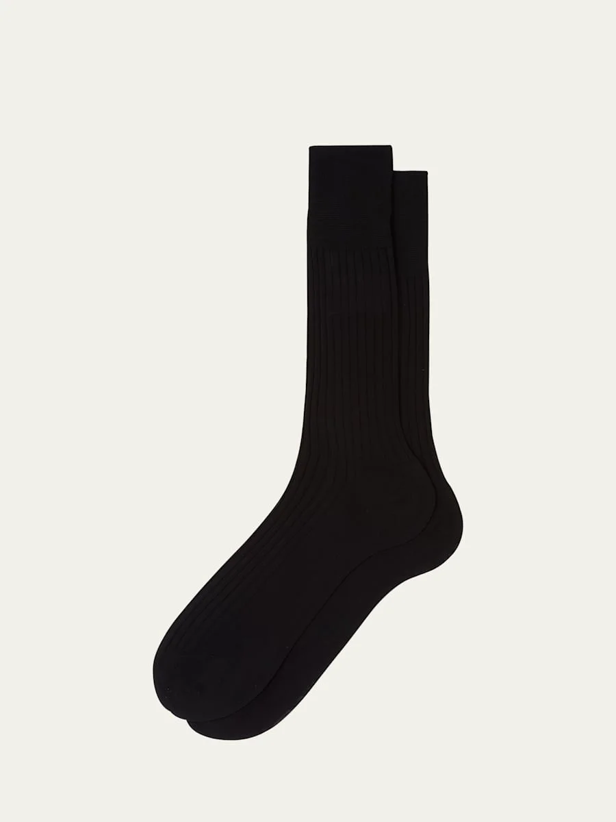 Men's Rib-Knit Cotton Crew Socks - 1