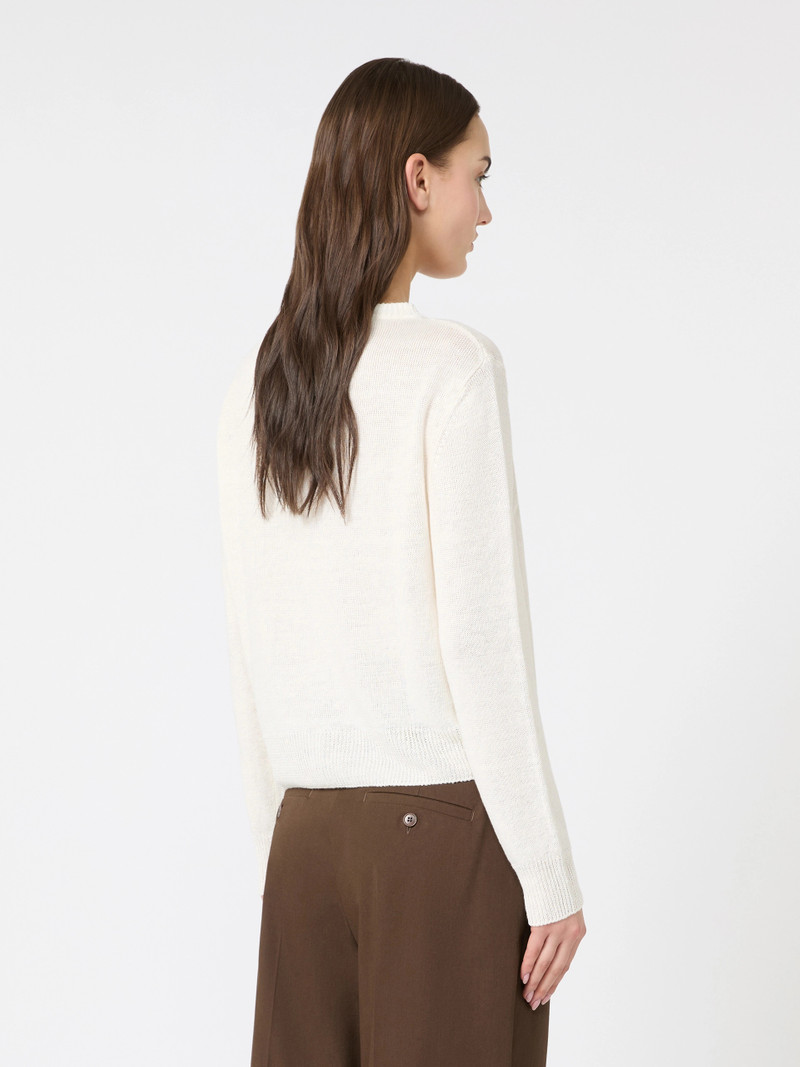 BADIA Linen yarn classic cardigan - ECRU 4