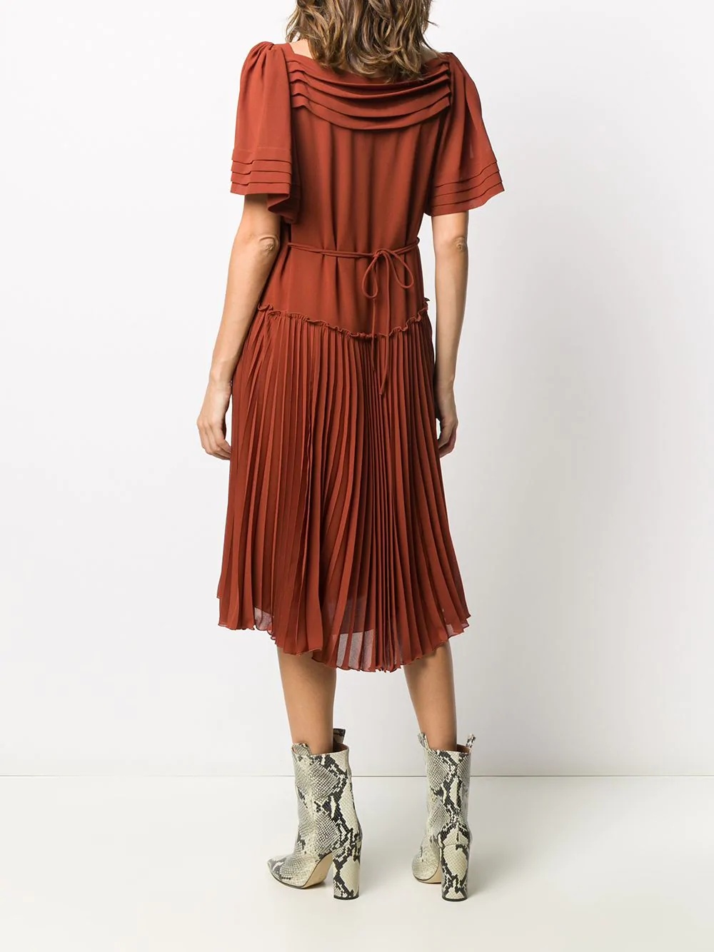 pleated panel midi dress - 4