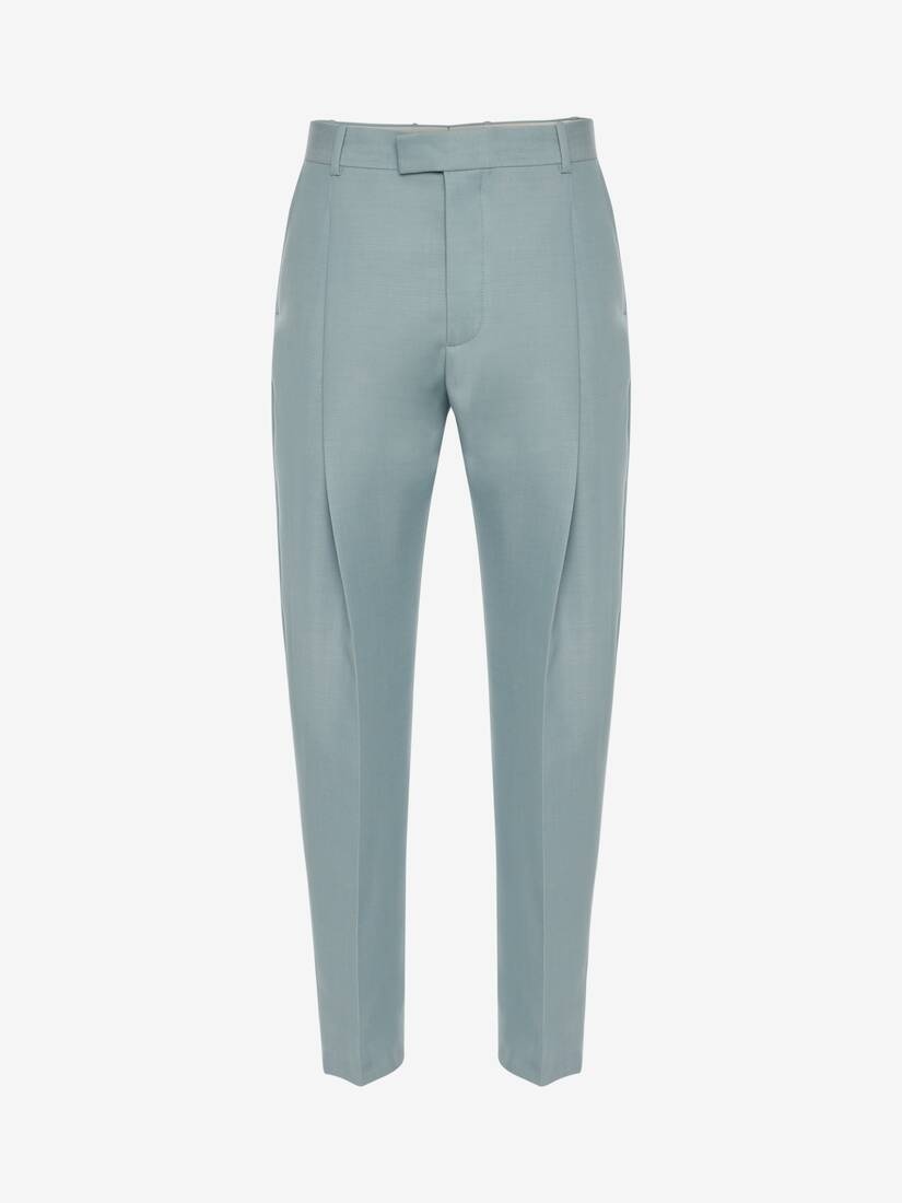 Wool Pleat Trousers in Paradise Blue - 1