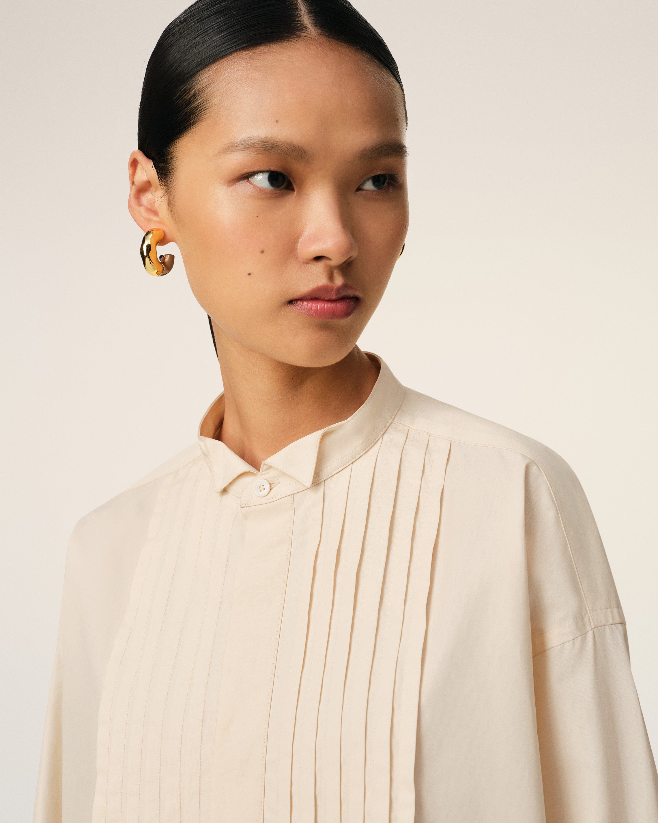BEIGE COTTON OVERSIZED SHIRT - 4
