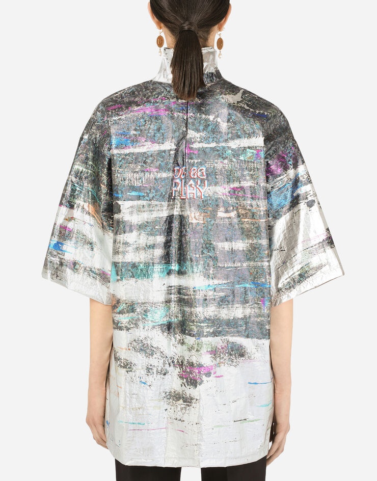 Jersey T-shirt with foiled glitch print - 2