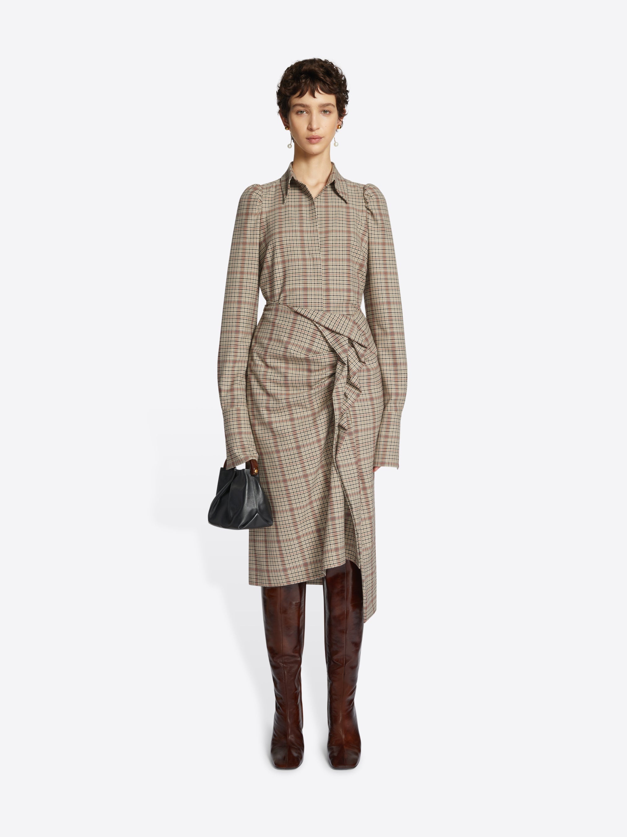 DRAPED CHECKED SKIRT - 2