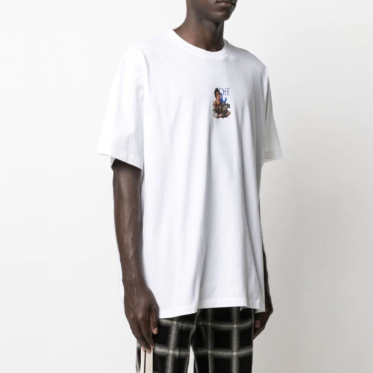 Off-White SS21 Printing Round Neck Pullover Short Sleeve Loose Fit White OMAA038S21JER0070140 - 4