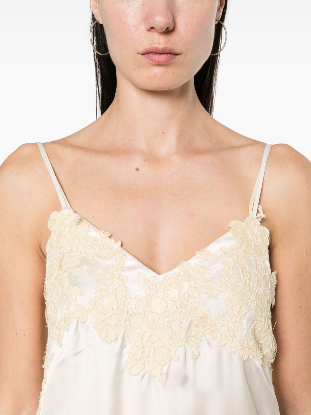 floral-lace satin slip dress - 5