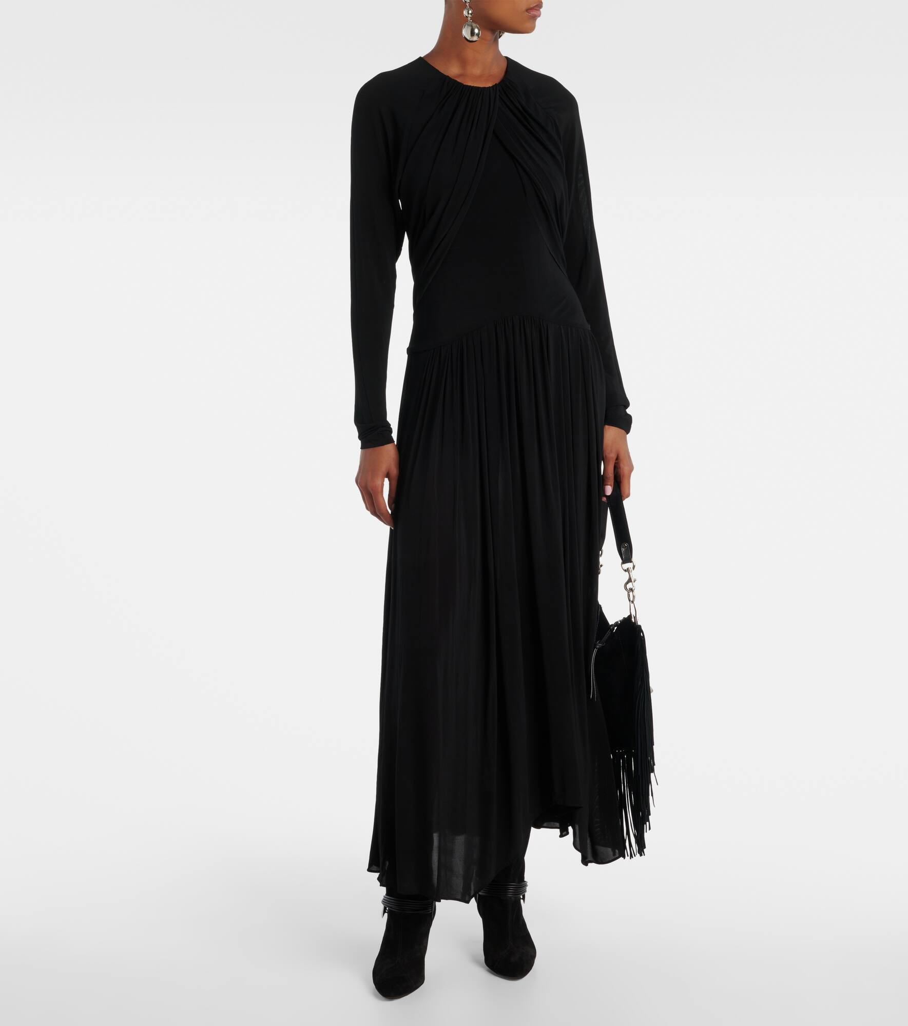 Galina draped gathered jersey maxi dress - 2