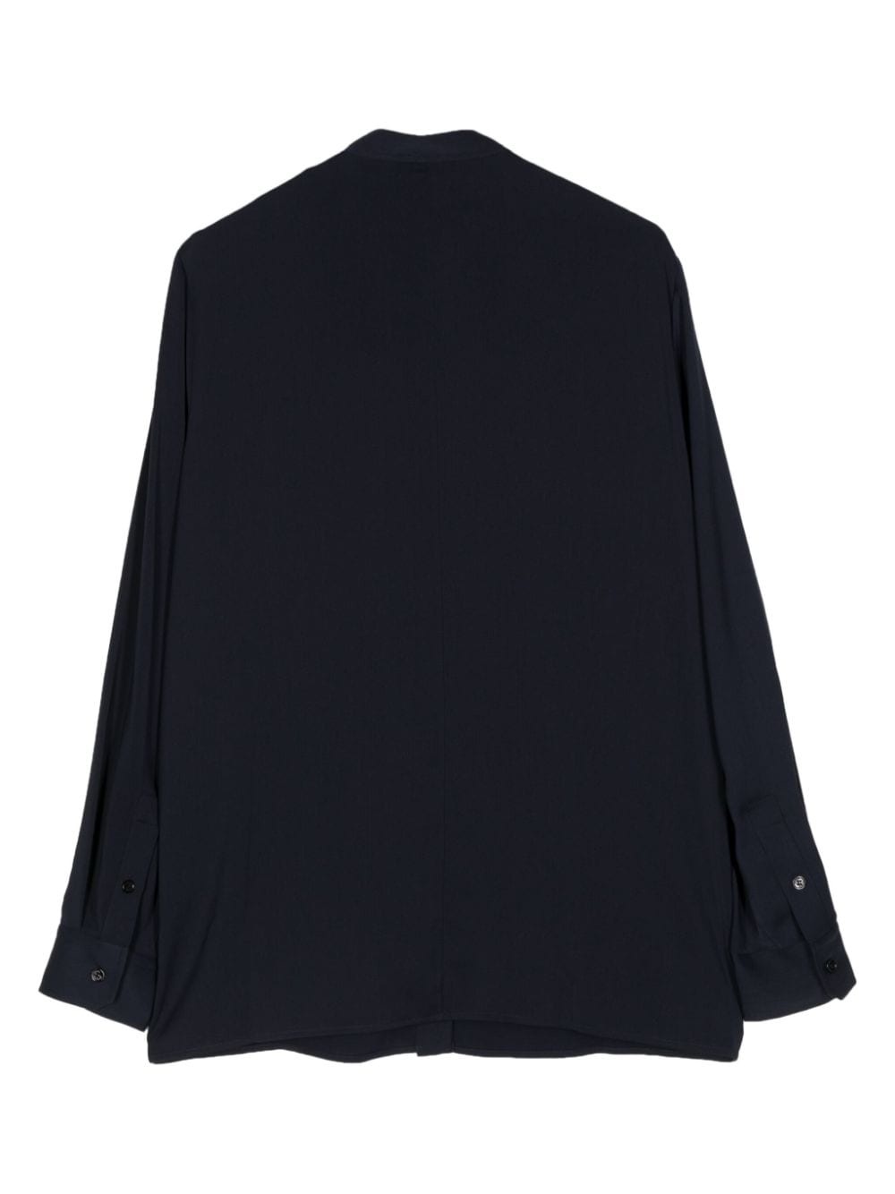 pleat-detail collarless shirt - 2