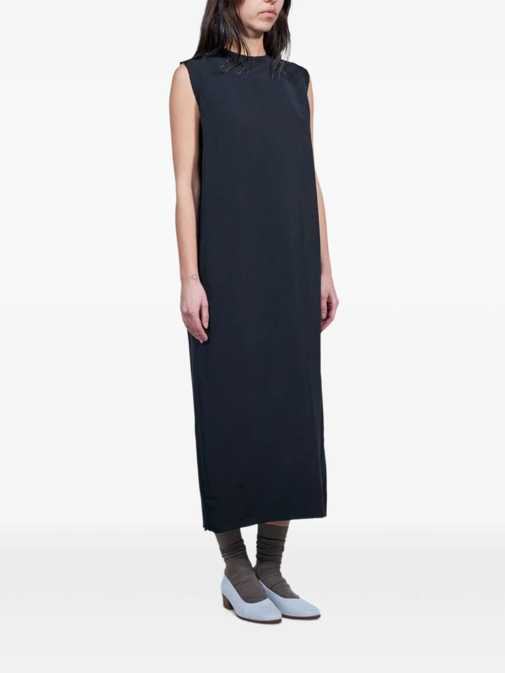 raw-edge sleeveless maxi dress - 1