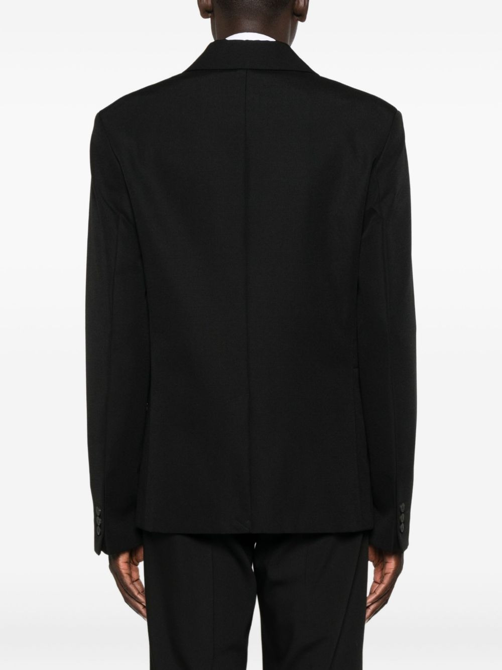buttoned collarless blazer - 4