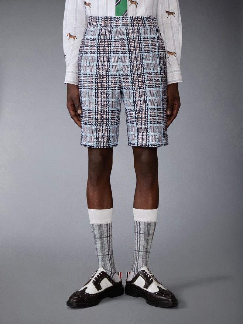 Thom Browne PLAID CHECK SUMMER TWEED UTILITY CHINO SHORTS outlook