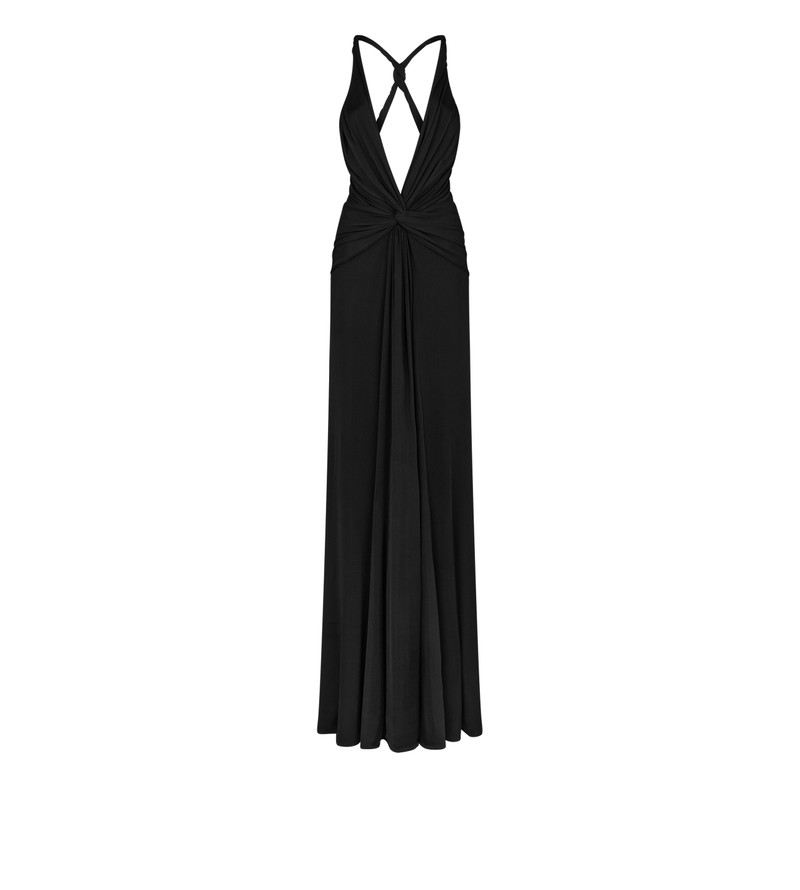 V-NECK CRISS-CROSS EVENING DRESS 1