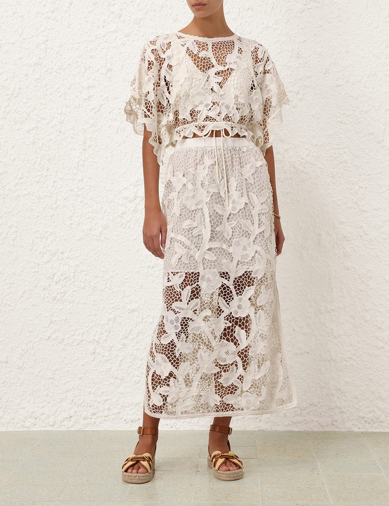 Zimmermann GOLDEN CROCHET LACE SKIRT outlook