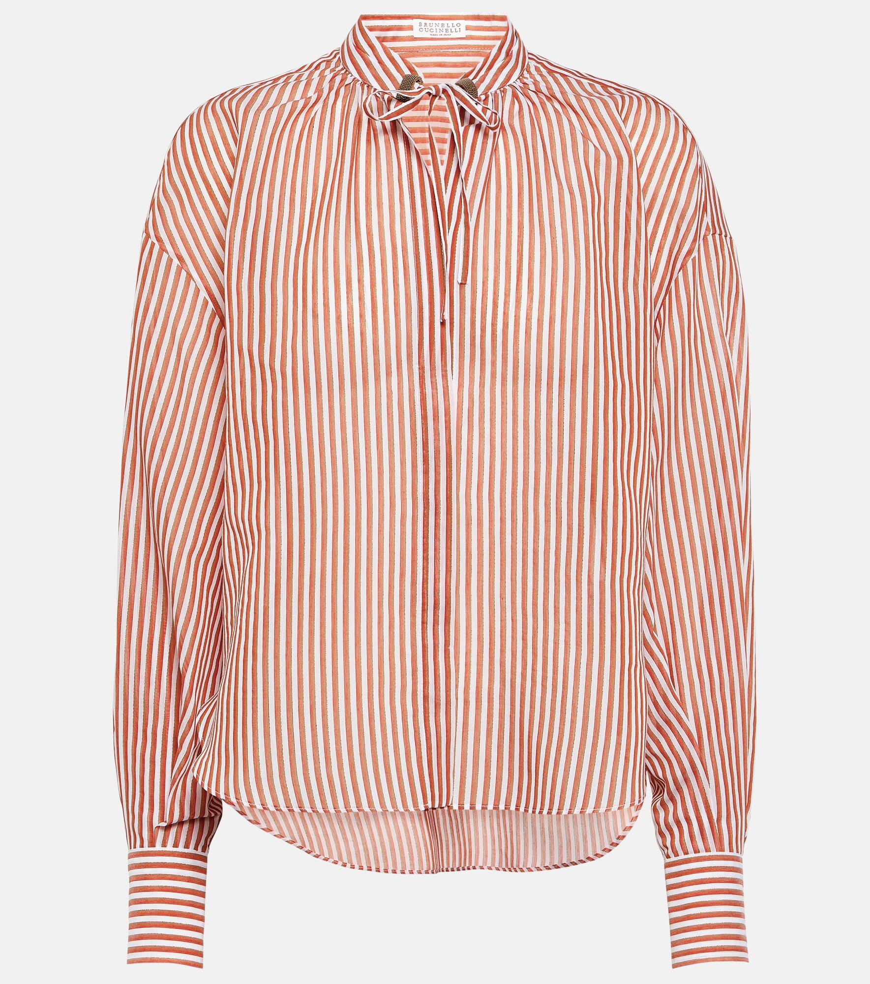 Striped cotton-blend shirt - 1