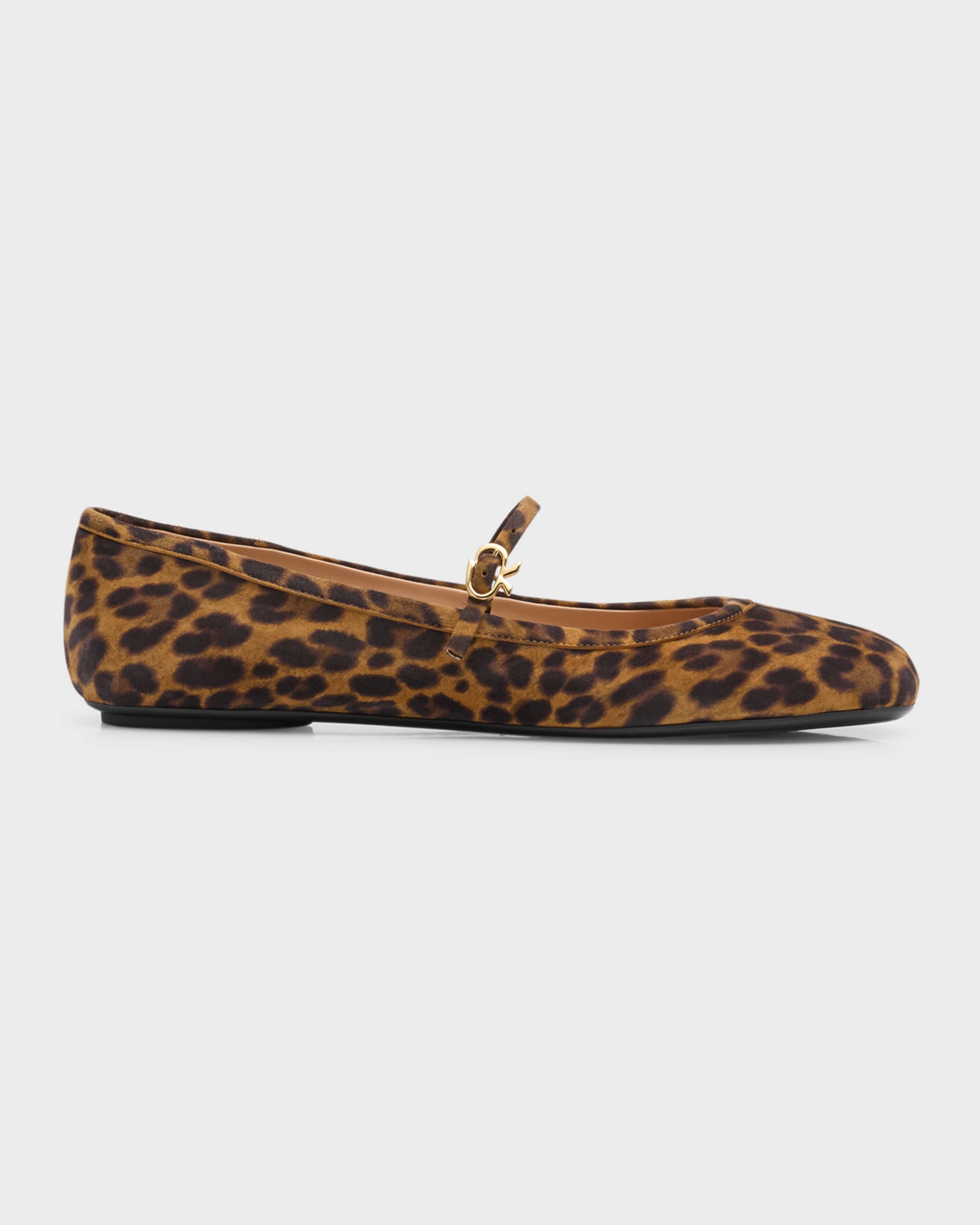 Leopard Mary Jane Ballerina Flats - 1