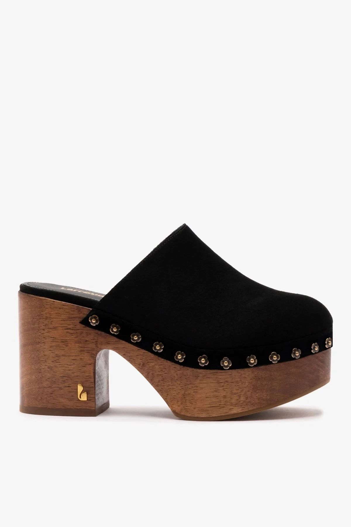 Miso Wooden Platform Clog In Black Suede - 1
