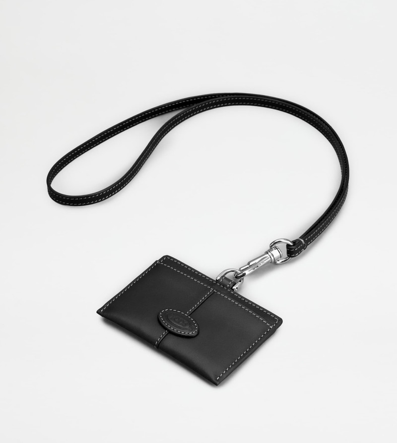BADGE HOLDER IN LEATHER - BLACK 3