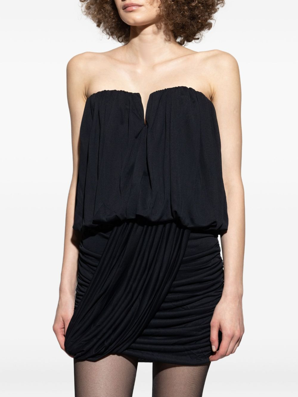 strapless pleated dress - 3