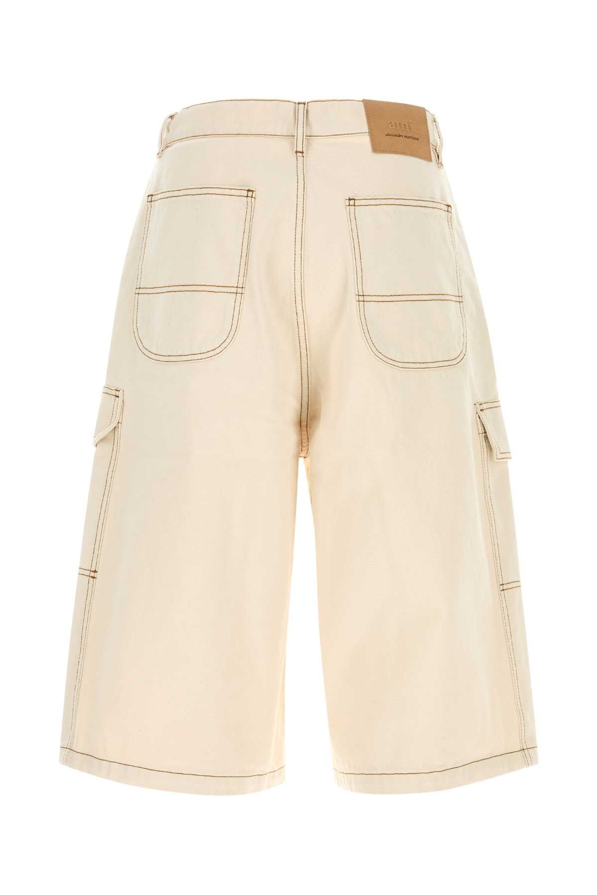 Ami Men Sand Denim Bermuda Shorts - 2