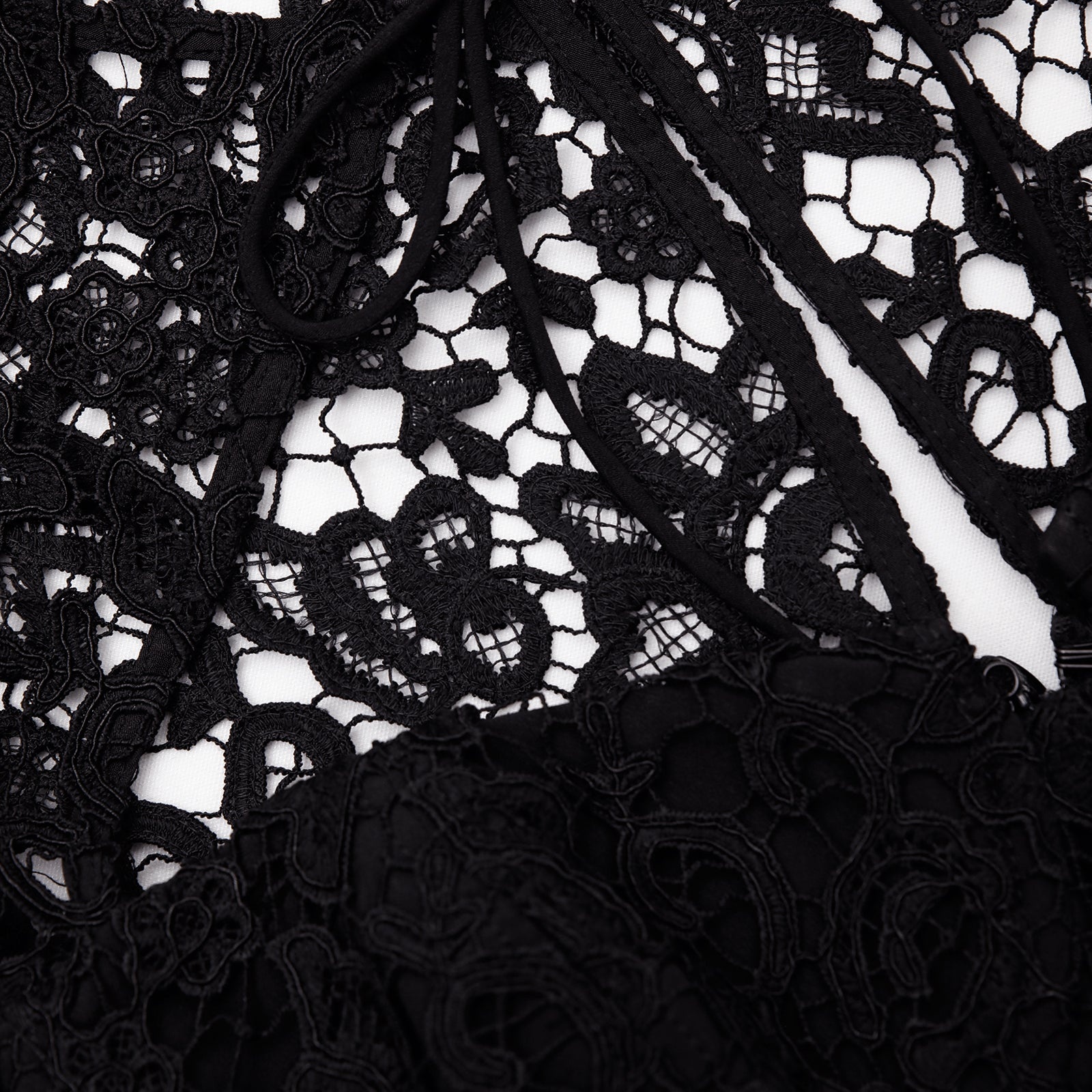 Black Lace Tie Neck Crop Top - 7