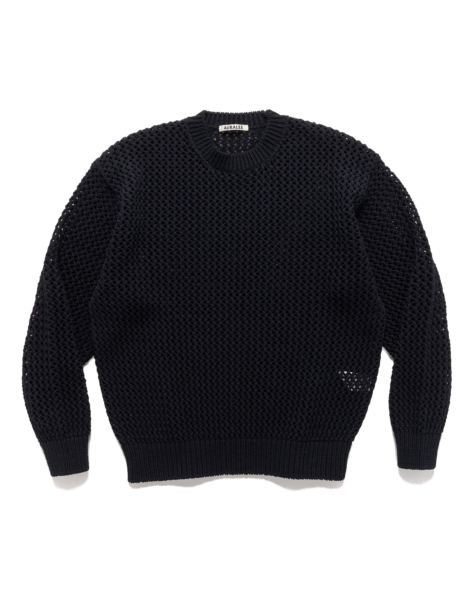 AURALEE Cotton Lily-Yarn Mesh Knit P/O Dark Navy | havenshop