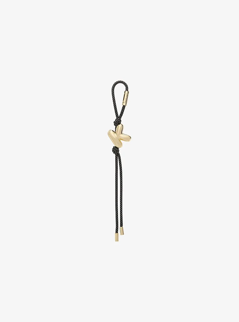 Initial Gold-Tone and Speckled Cord Bag Charm - 1