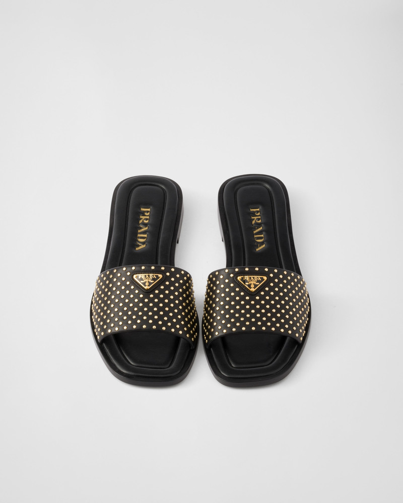 Nappa leather slides with studs 3