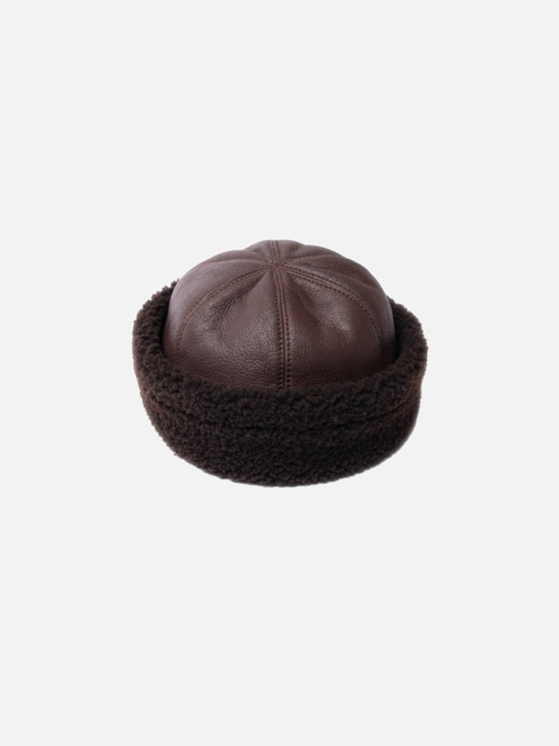 Ola Shearling Beanie Dark Brown 1