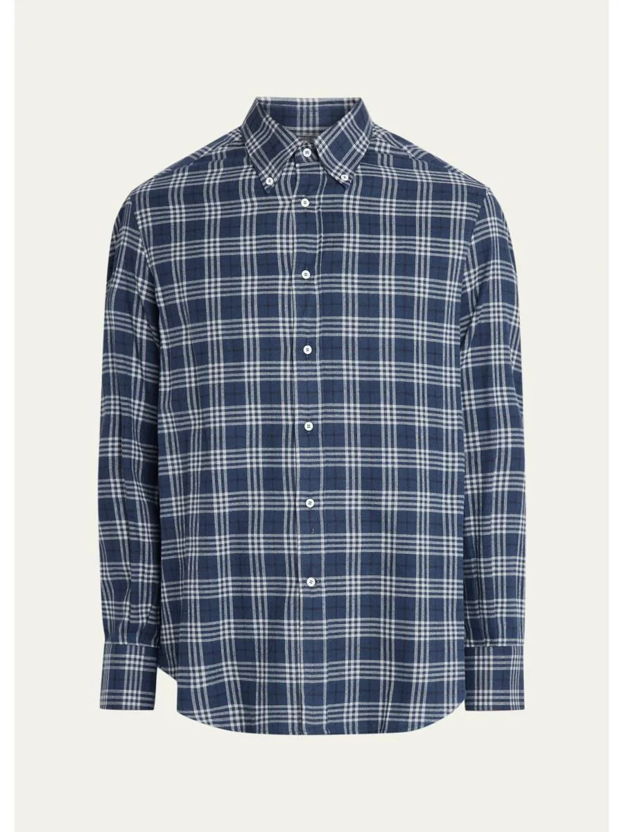 Men's Cotton-Lyocell Plaid Button-Down Shirt - 1
